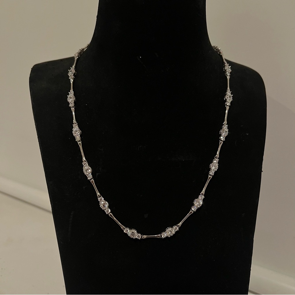 NEW Diamonique Sterling Silver Statement Necklace